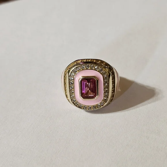 Genuine Carol Brodie Rarities Pink Topaz Ring in 14k over Sterling Silver Sz 5! - Picture 3 of 6